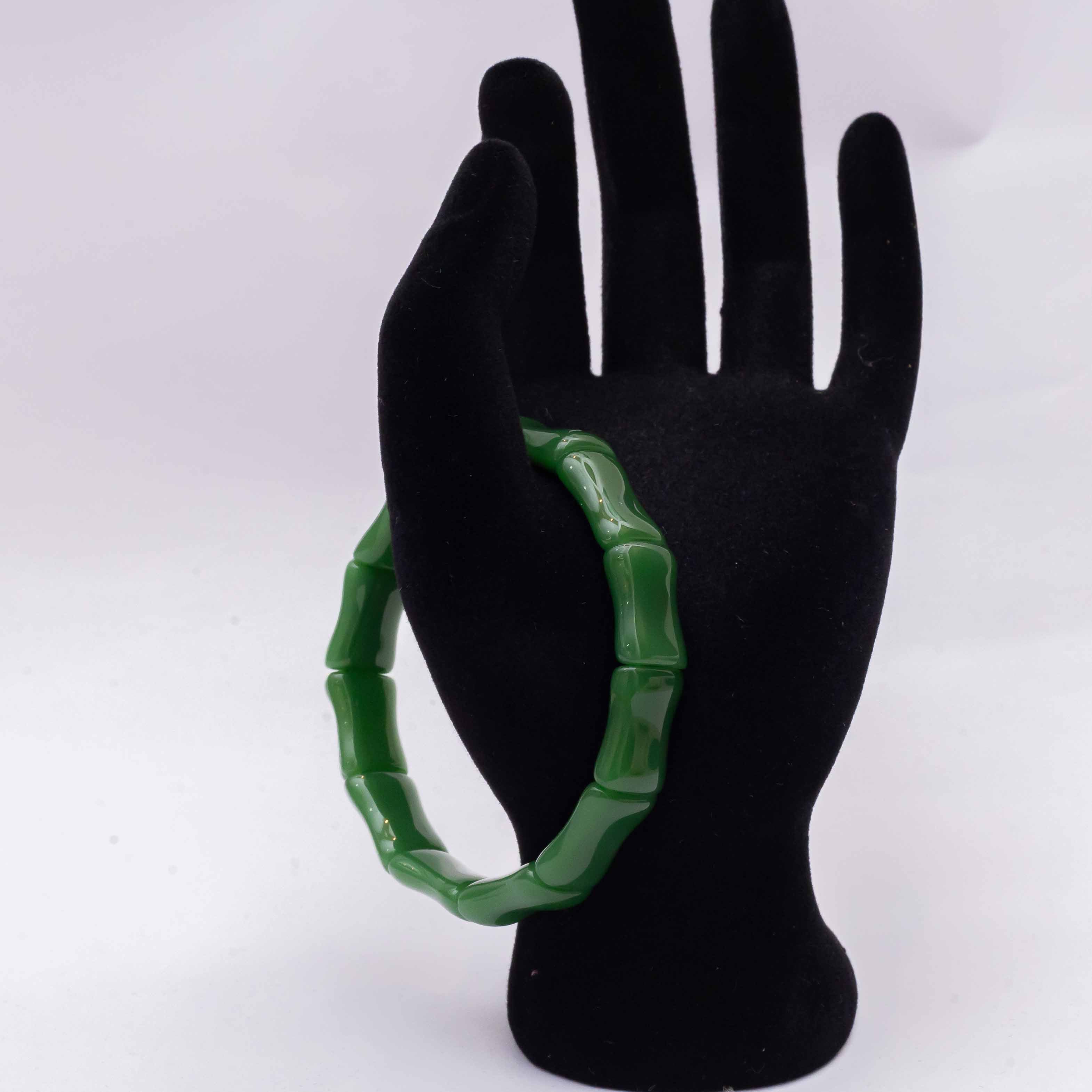 Green Glass Bamboo Bracelet