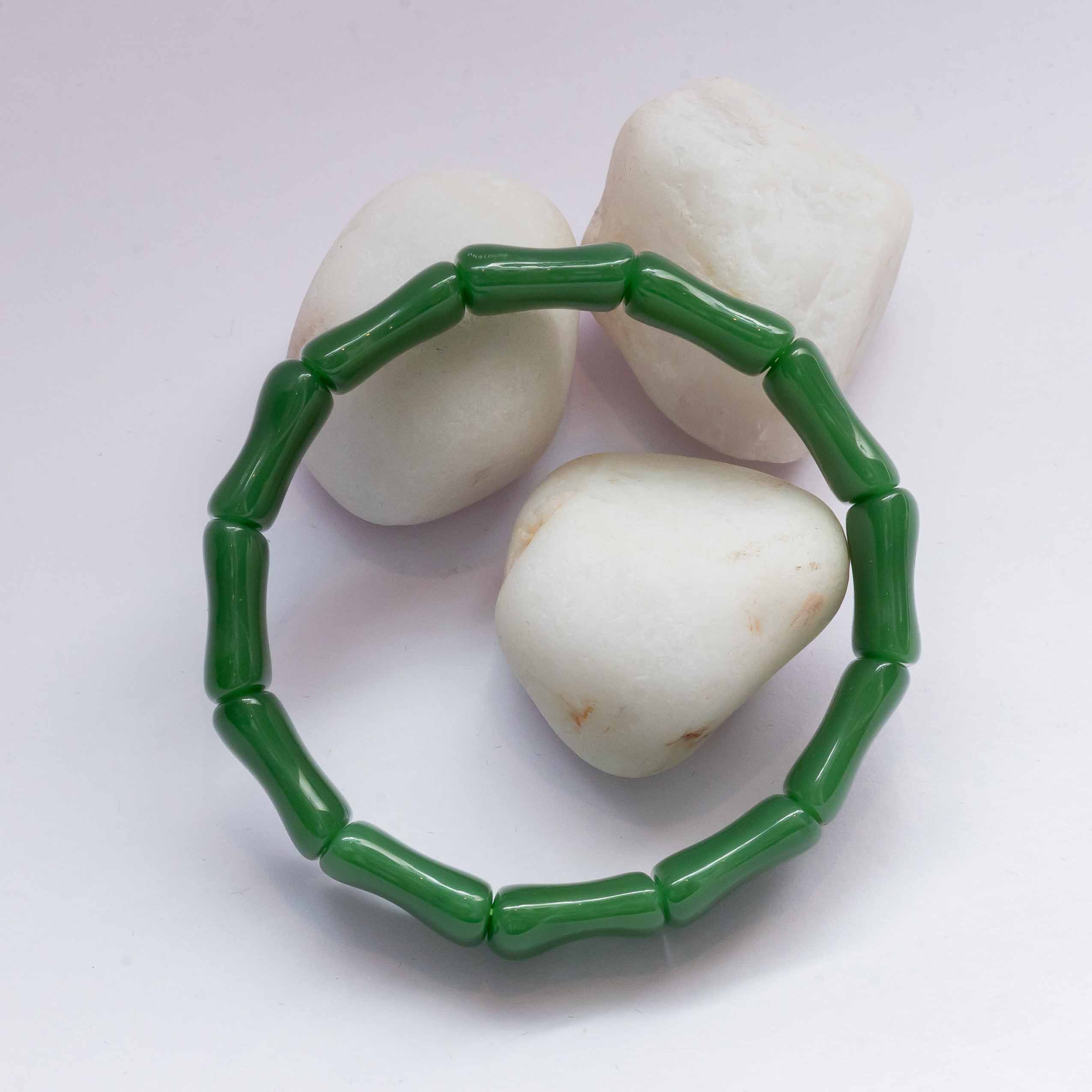 Green Glass Bamboo Bracelet
