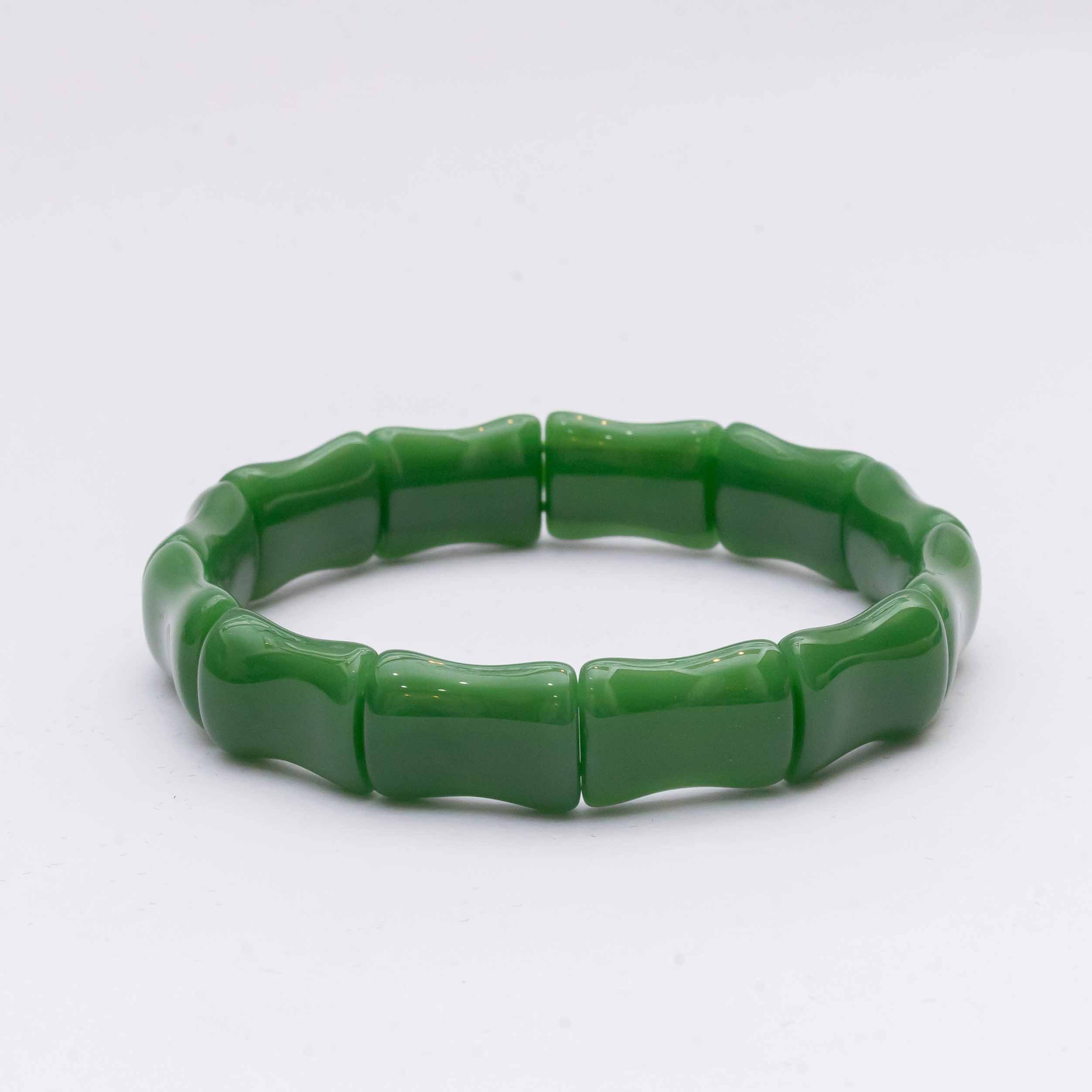 Green Glass Bamboo Bracelet
