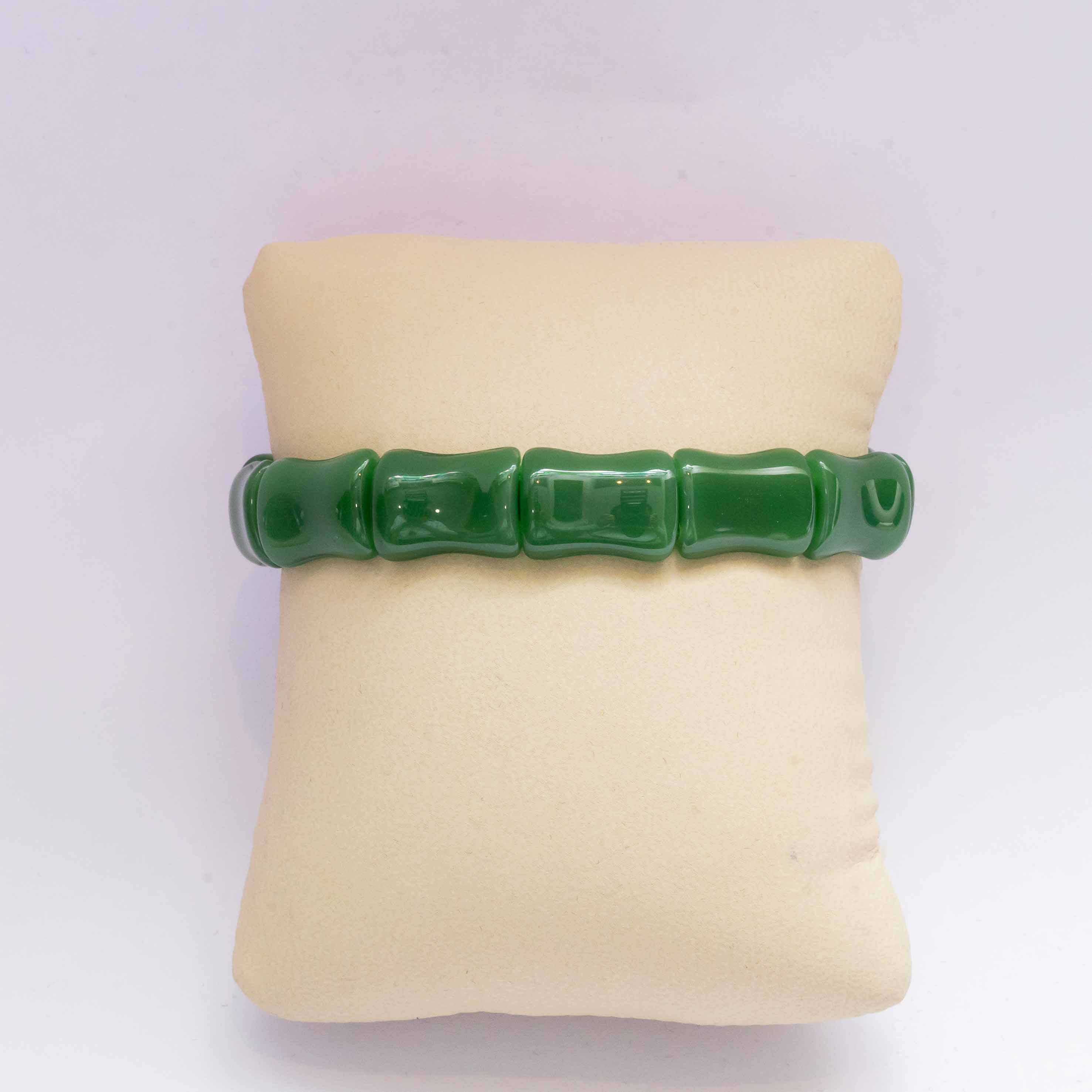 Green Glass Bamboo Bracelet