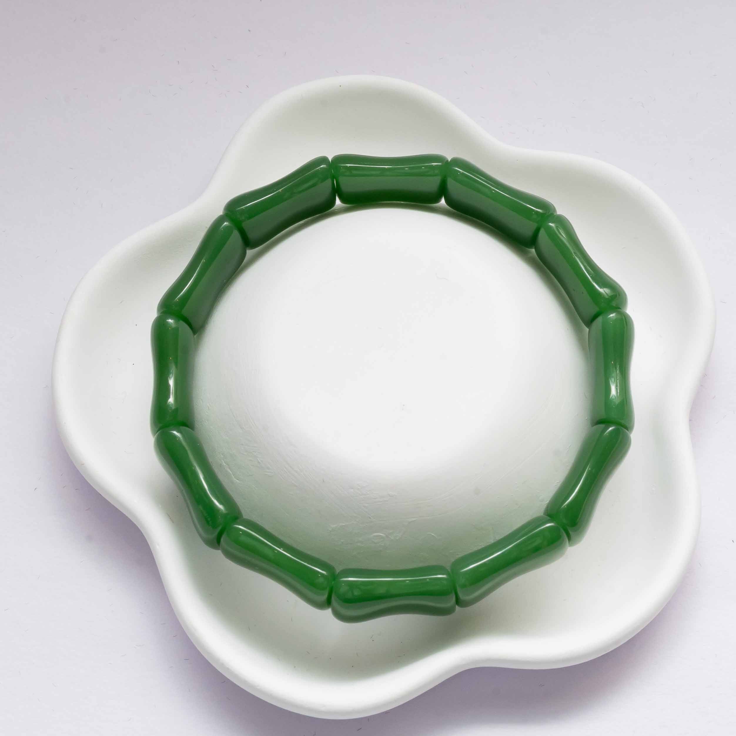 Green Glass Bamboo Bracelet