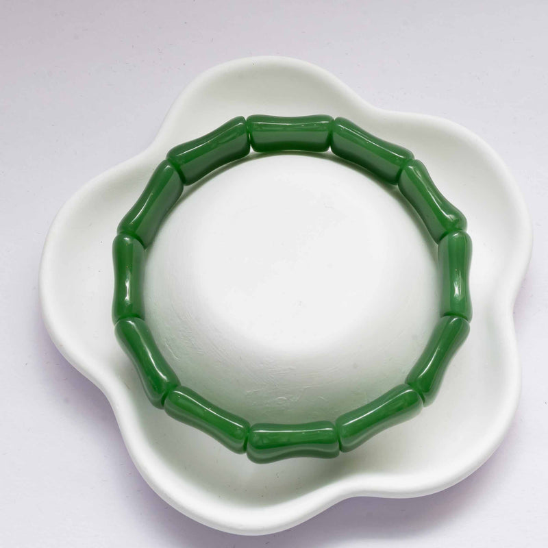 Green Glass Bamboo Bracelet