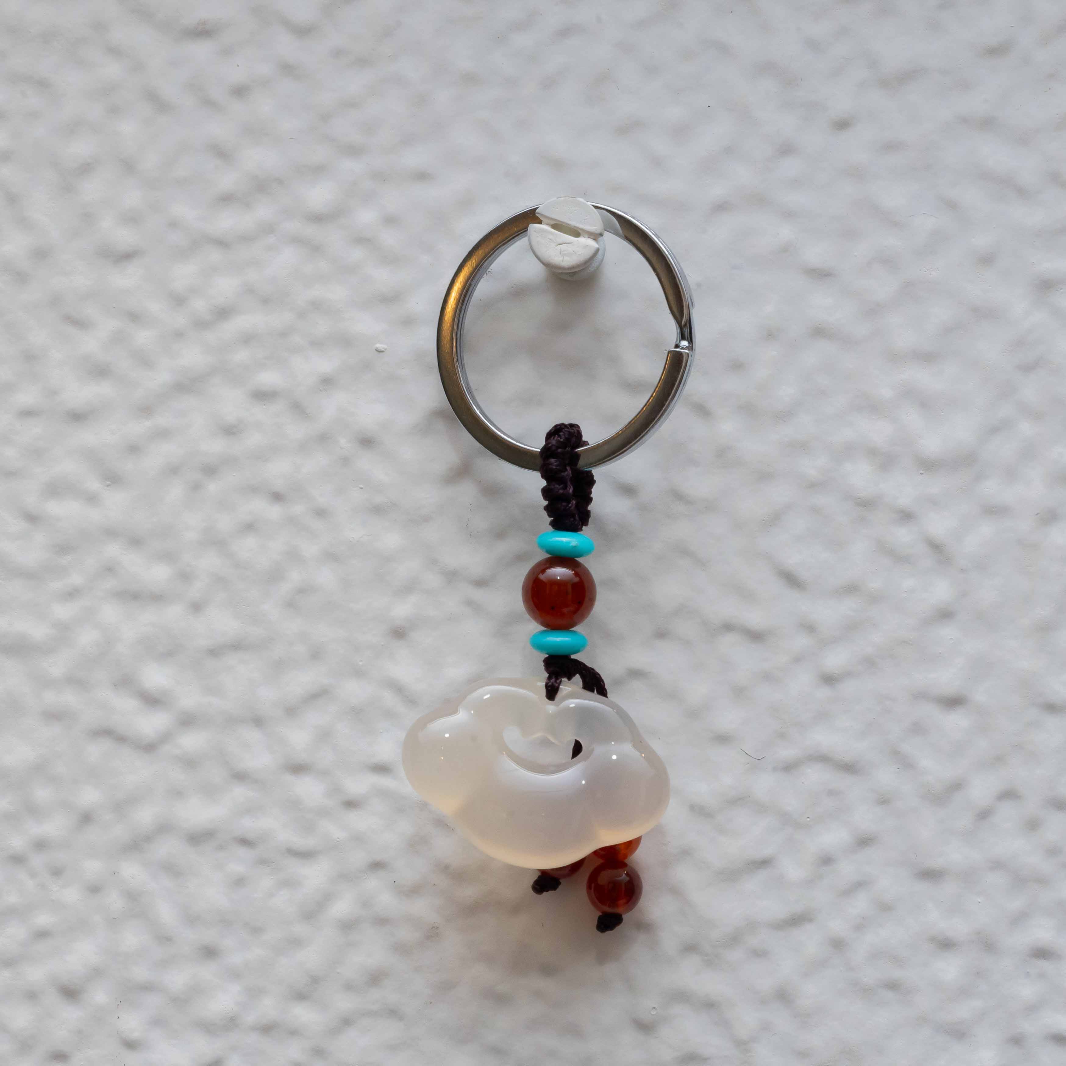 White Agate Wish Cloud keychain