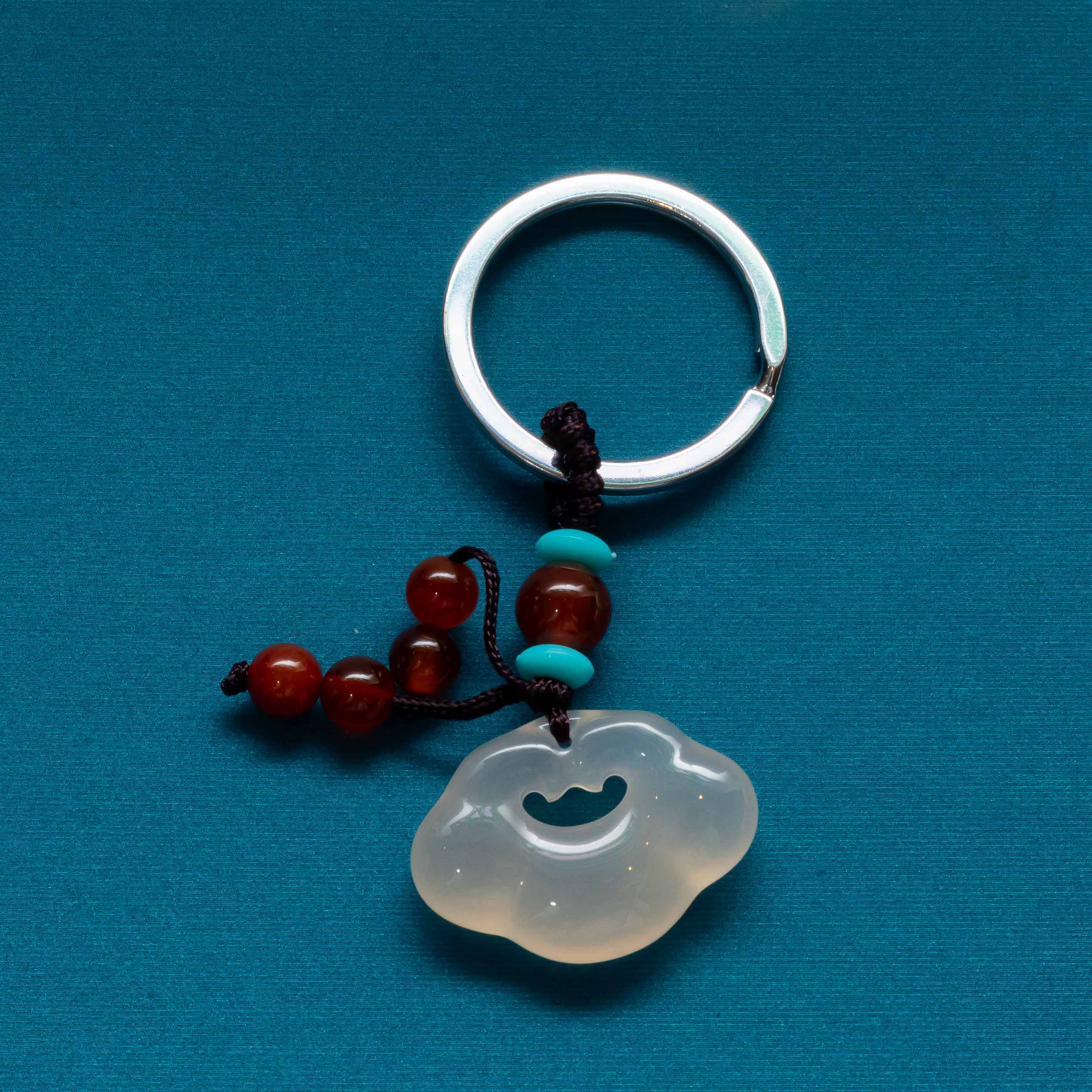 White Agate Wish Cloud keychain