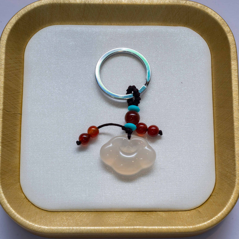White Agate Wish Cloud keychain