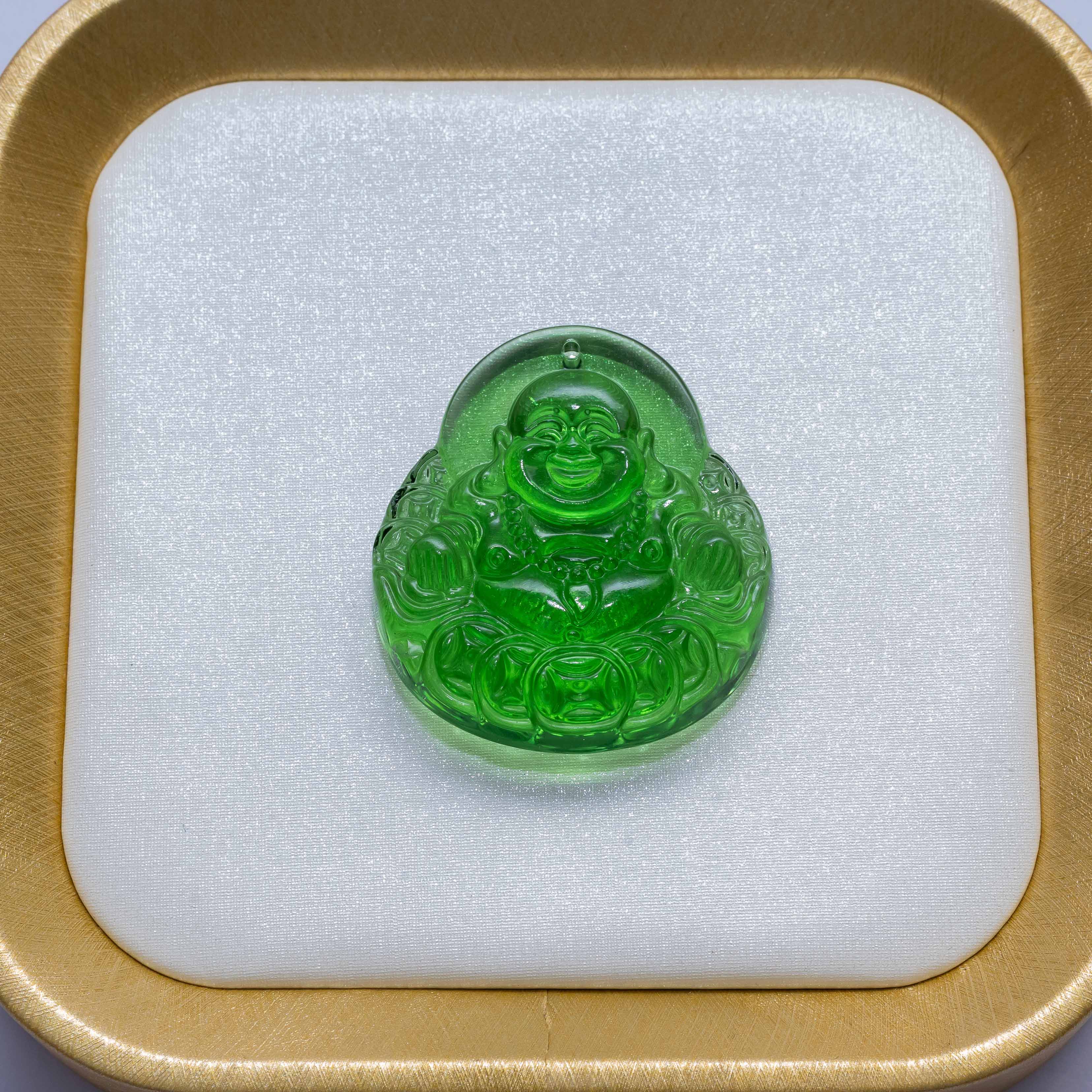 Transparent Green Laughing Buddha Main image