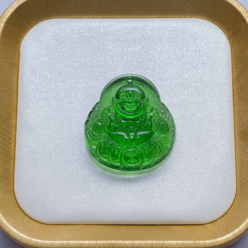 Transparent Green Laughing Buddha