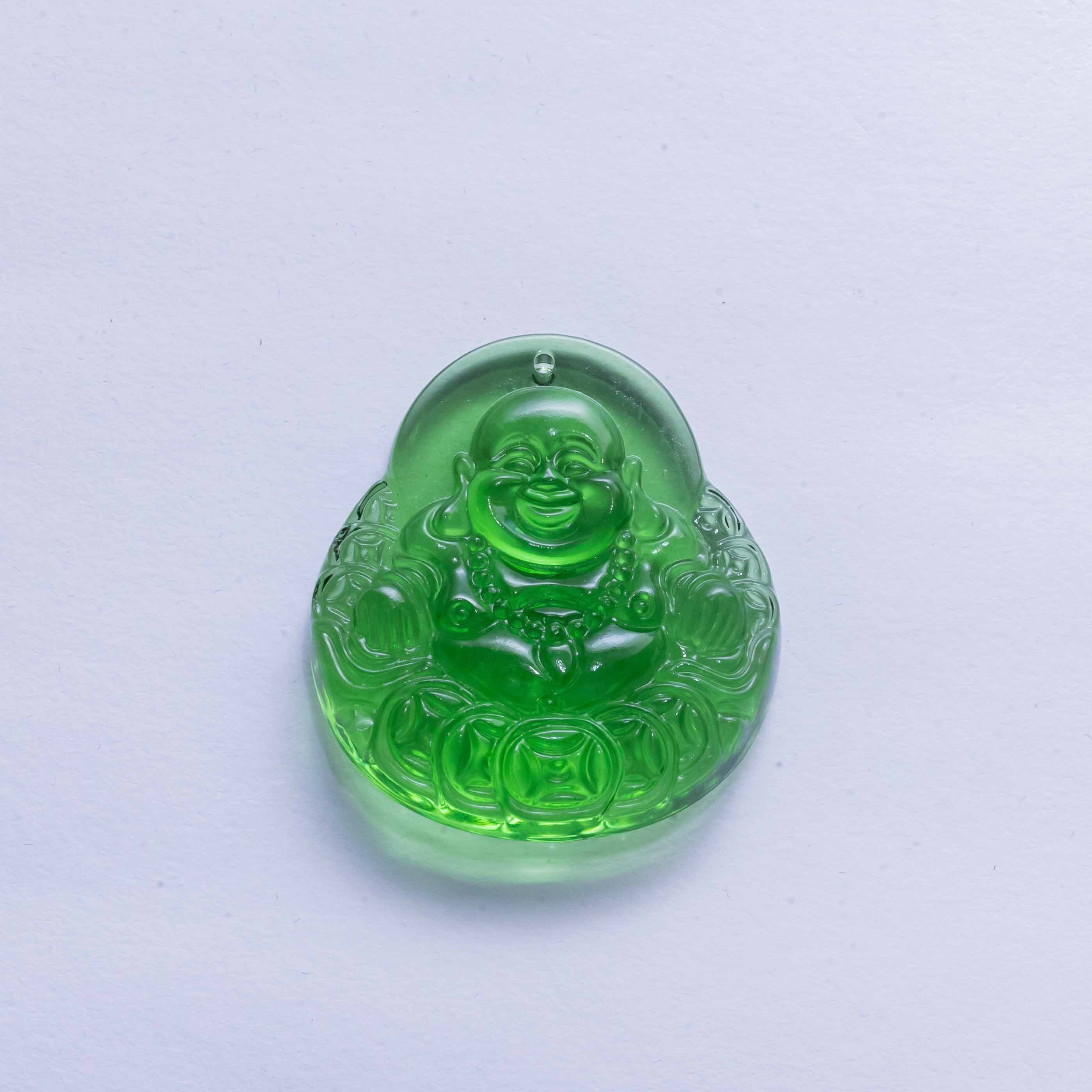 Transparent Green Laughing Buddha Secondary image