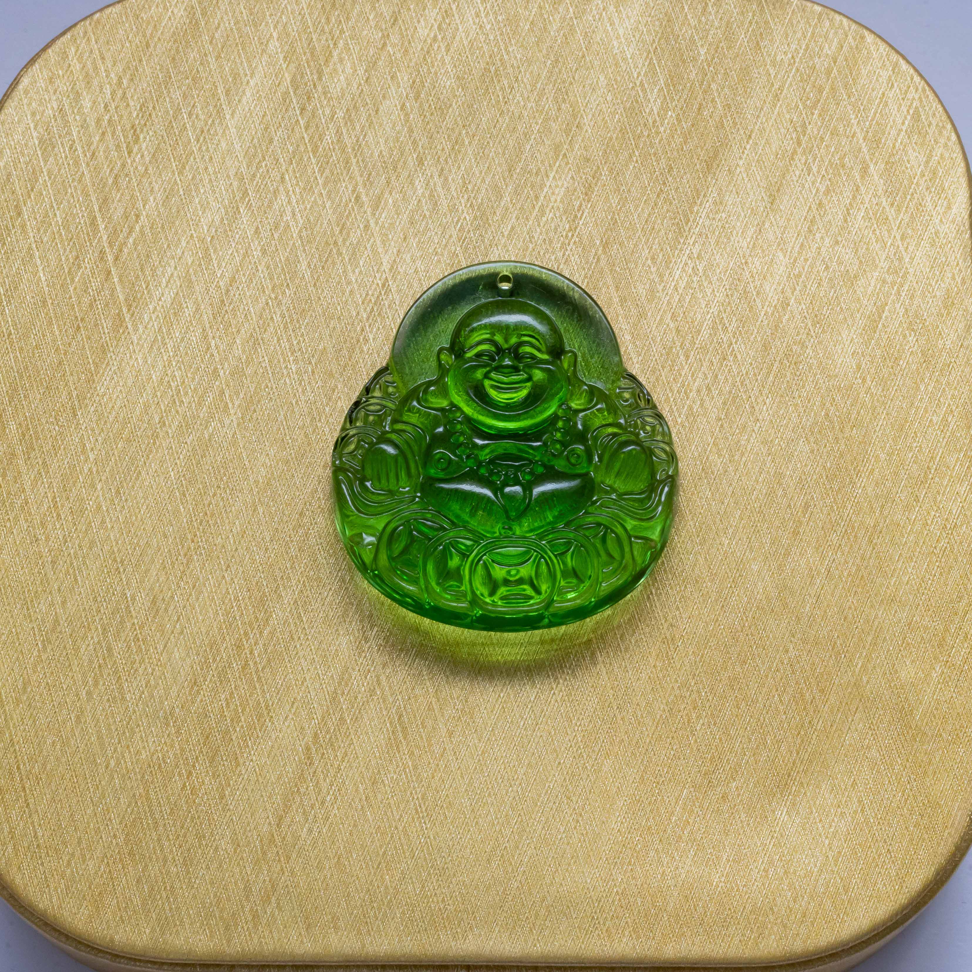 Transparent Green Laughing Buddha