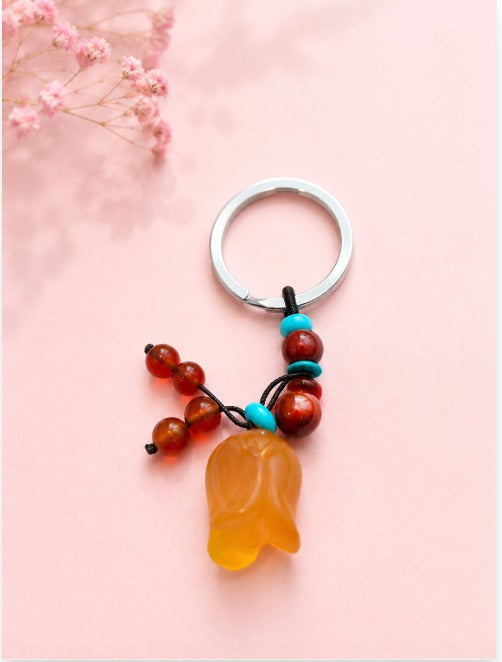 Golden Tulip Agate Blessing Charm
