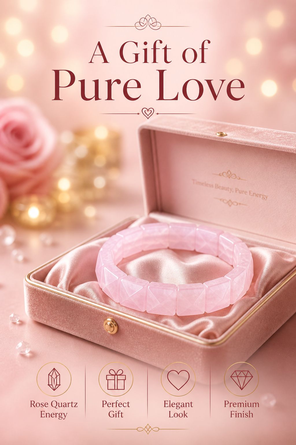 Rose Quartz Square Bracelet for Men Main image